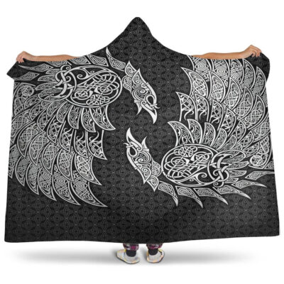 Ligerking Hooded Blanket - Raven Hugin and Munin of Asgard A35