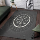 Ligerking Area Rug - Vegvisir and Rune Round Vector Style Area Rug A35