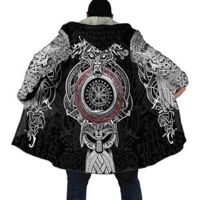 Ligerking Cloak - Viking Odin and Fenrir Tattoo Hooded Cloak A35