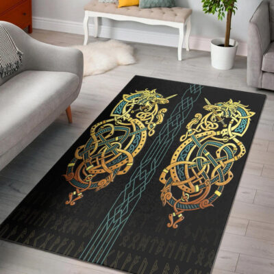 Ligerking Area Rug - Celtic Dragon Gold Area Rug A35