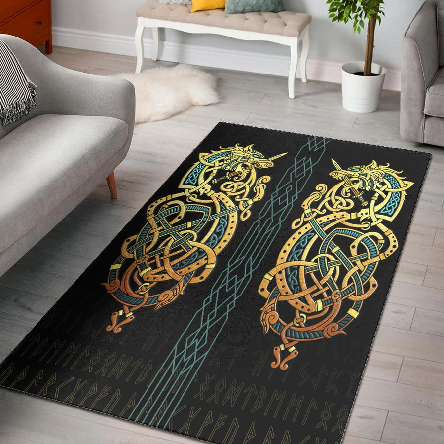 Ligerking Area Rug - Celtic Dragon Gold Area Rug A35
