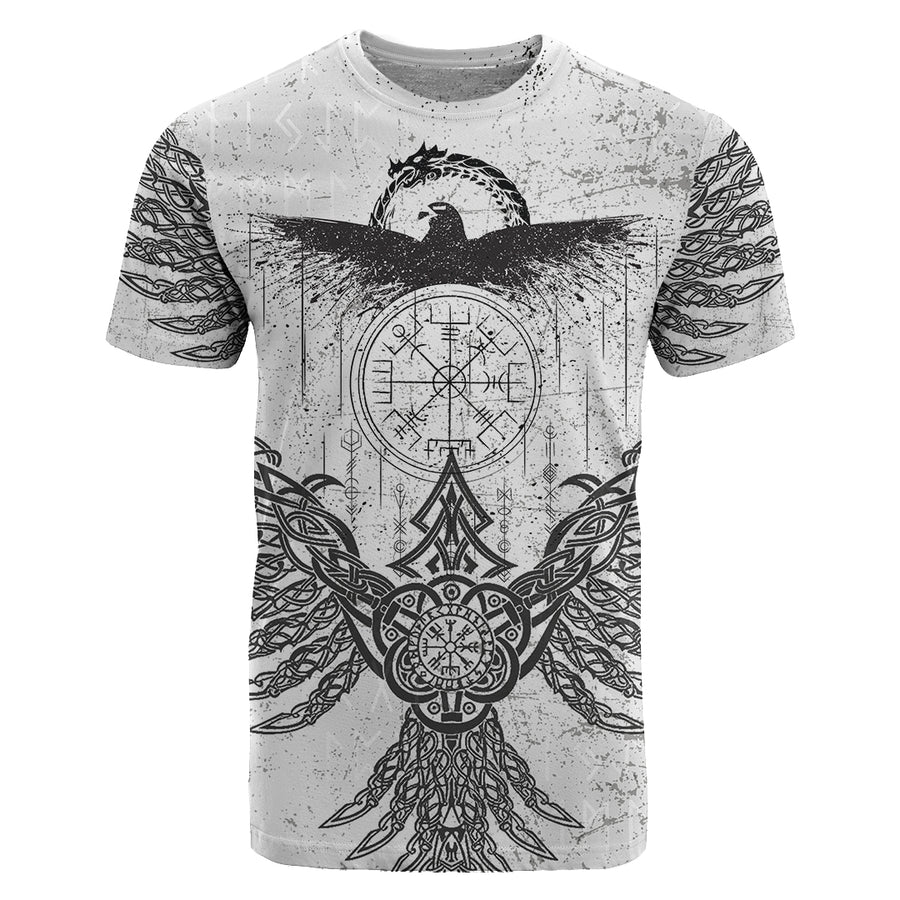 Viking T-Shirt - Raven Midgard and Compass Viking T-Shirt A35