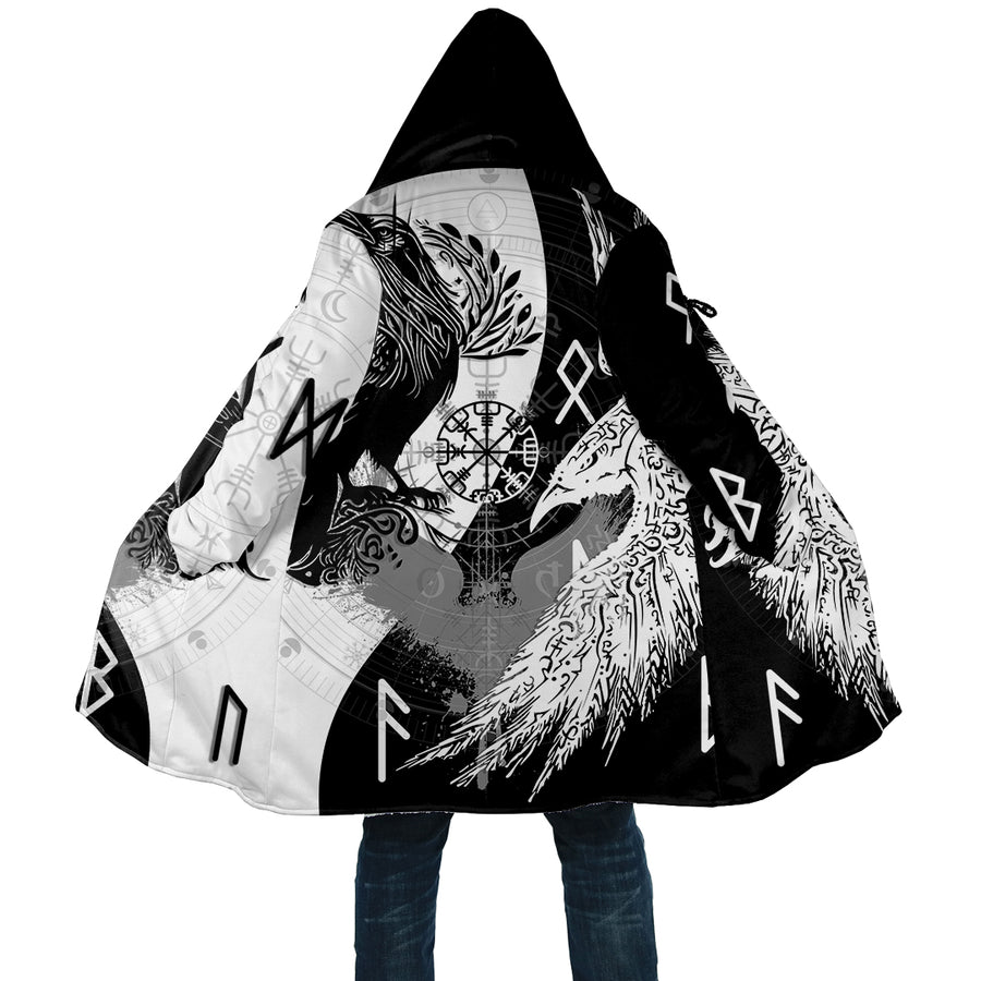 Ligerking Cloak Unisex - Raven Viking Tattoo Ying Yang Style Cloak A35