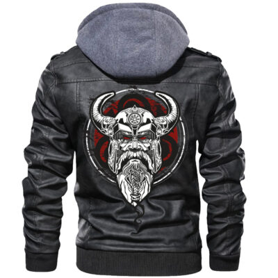 Ligerking Zipper Leather Jacket - Odin Rune A21