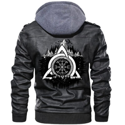 Ligerking - Valknut Zipper Leather Jacket A35