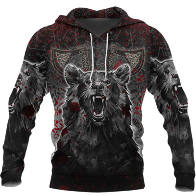 Ligerking Hoodie - Viking Berserker Bear Blood Hoodie A35