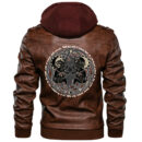 Ligerking Valknut Zipper Leather Jacket - Moon Wolf A21