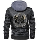 Ligerking Valknut Zipper Leather Jacket - Moon Wolf A21
