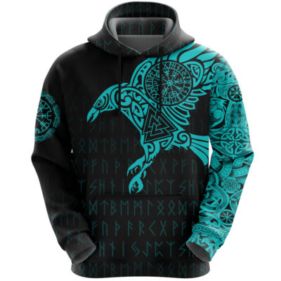 Ligerking - The Raven Of Odin Tattoo Hoodie Blue A7