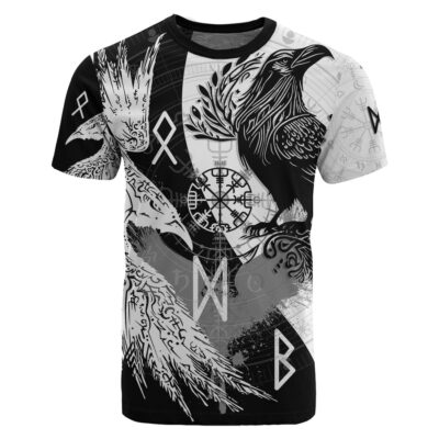 Viking T-Shirt - Raven Viking Tattoo Ying Yang Style T-Shirt A35