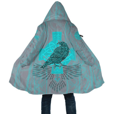 Ligerking - Cloak Odinâ€™s Celtic Raven Scandinavian Tattoo Style Cyan A27