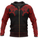 Ligerking Hoodie - The Raven Of Odin Tattoo Special Red (Zip) A7