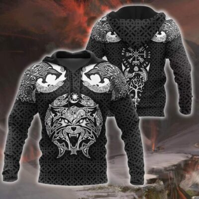 Ligerking Clothing - Celtic Viking Wolf Hoodie A35