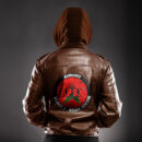 Ligerking - Two Crossed Battle Viking Axes Viking Shield Leather Jacket A35