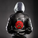 Ligerking - Two Crossed Battle Viking Axes Viking Shield Leather Jacket A35