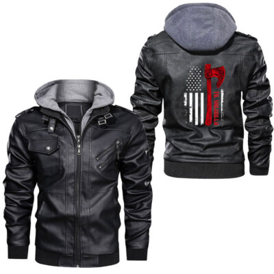 Ligerking - Axes Mjolnir Fenrir Valknut Leather Jacket A35