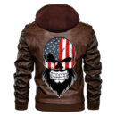 Ligerking - Grayscale Viking Skull Leather Jacket A35