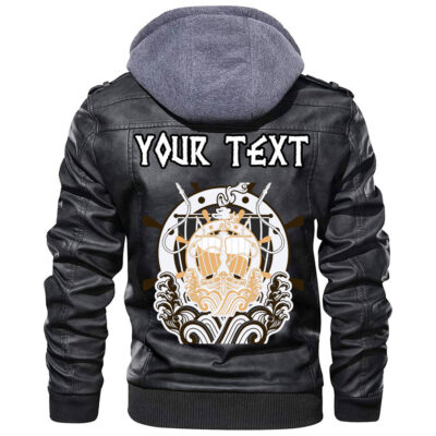 (Custom) Ligerking - Ancient Slavic Ornament Symbols Of Slavic Gods Leather Jacket A35