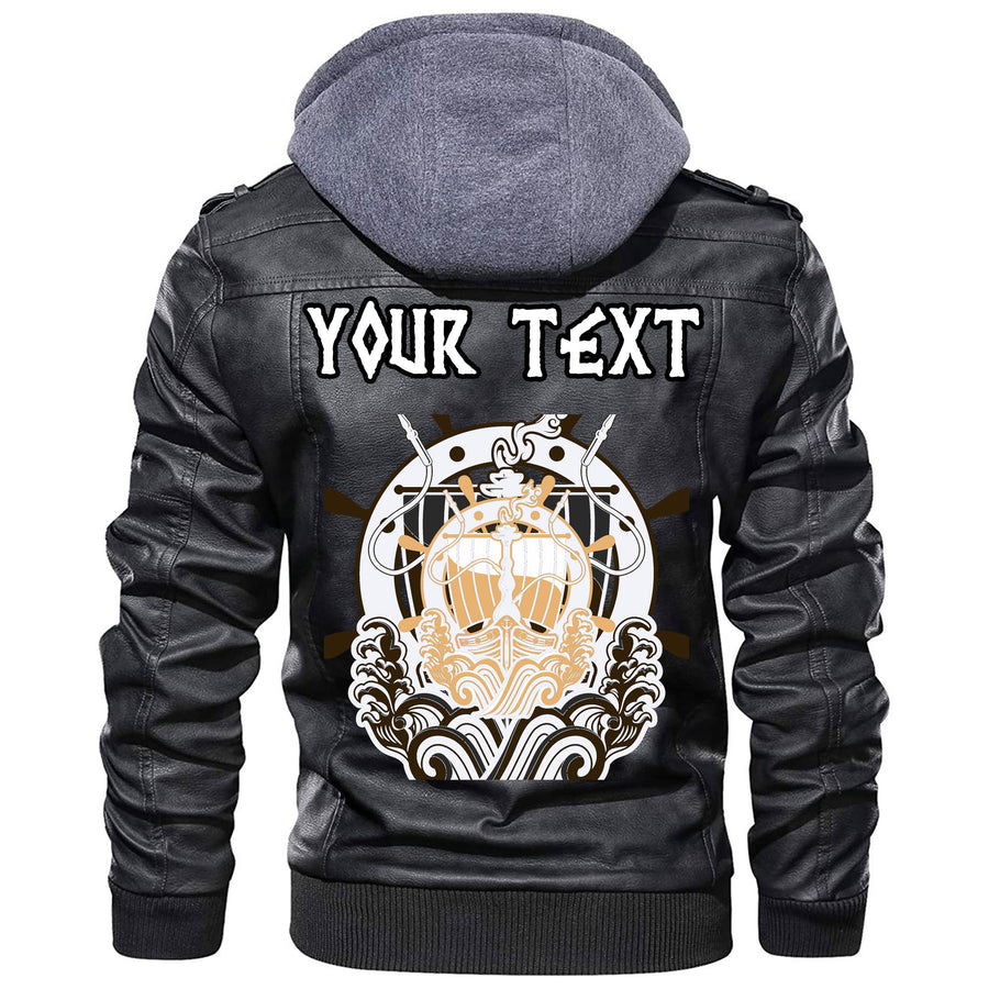 (Custom) Ligerking - Ancient Slavic Ornament Symbols Of Slavic Gods Leather Jacket A35
