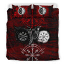 Ligerking - Bedding Set Raven of Odin and Symbol Viking on Blood Background A27