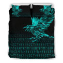 Ligerking Bedding Set - The Raven Of Odin Rune Cyan A27
