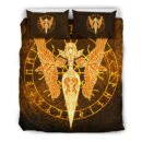Ligerking Bedding Set Gold Spear Of The God Odin - Gungnir And Two Gold Ravens A27