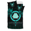 Viking Bedding Set Three Raven and Valknut Cyan A27