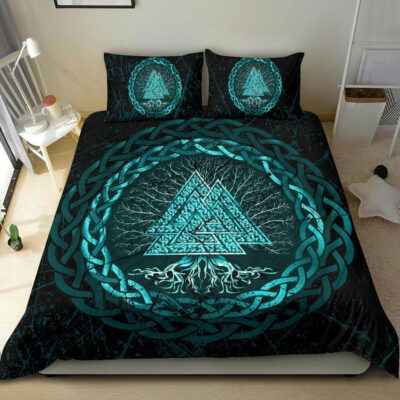 Ligerking Bedding Set, Celtic And Valknut and Tree of Life Yggrdrasil A7