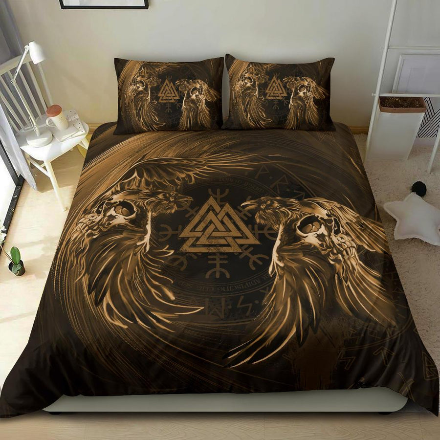 Ligerking Bedding Set, Ravens Skull Tattoo A79