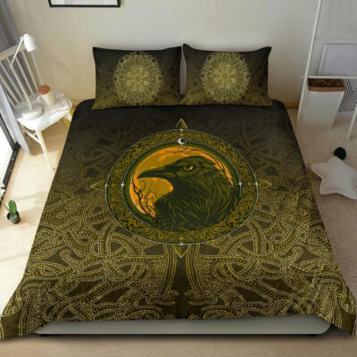 Ligerking Bedding Set, Ethnic Odin Raven Gold A31
