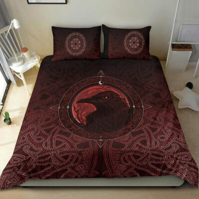 Ligerking Bedding Set, Ethnic Odin Raven Red A31