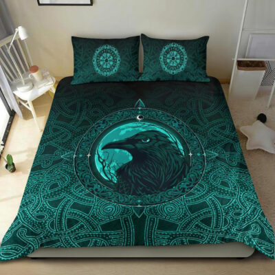 Ligerking Bedding Set, Ethnic Odin Raven Cyan A31