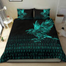 Ligerking Bedding Set - The Raven Of Odin Rune Cyan A27