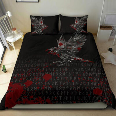 Ligerking Bedding Set - The Raven Of Odin Rune Blood A27