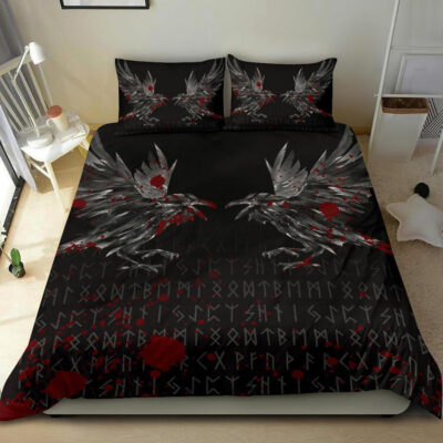 Ligerking Bedding Set - Odin Huginn and Muninn Rune Blood A27