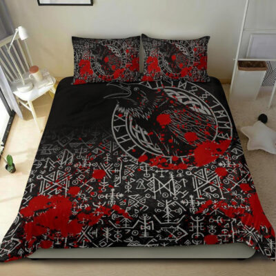 Ligerking Bedding Set - Odin Raven Rune Futhark Blood A27