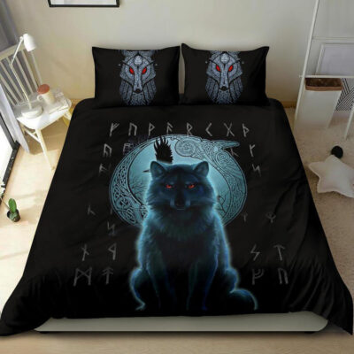 Ligerking Bedding Set, Fenrir Viking Wolf And Moon A31