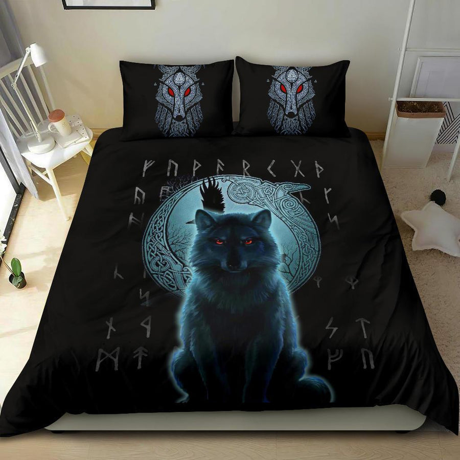 Ligerking Bedding Set, Fenrir Viking Wolf And Moon A31