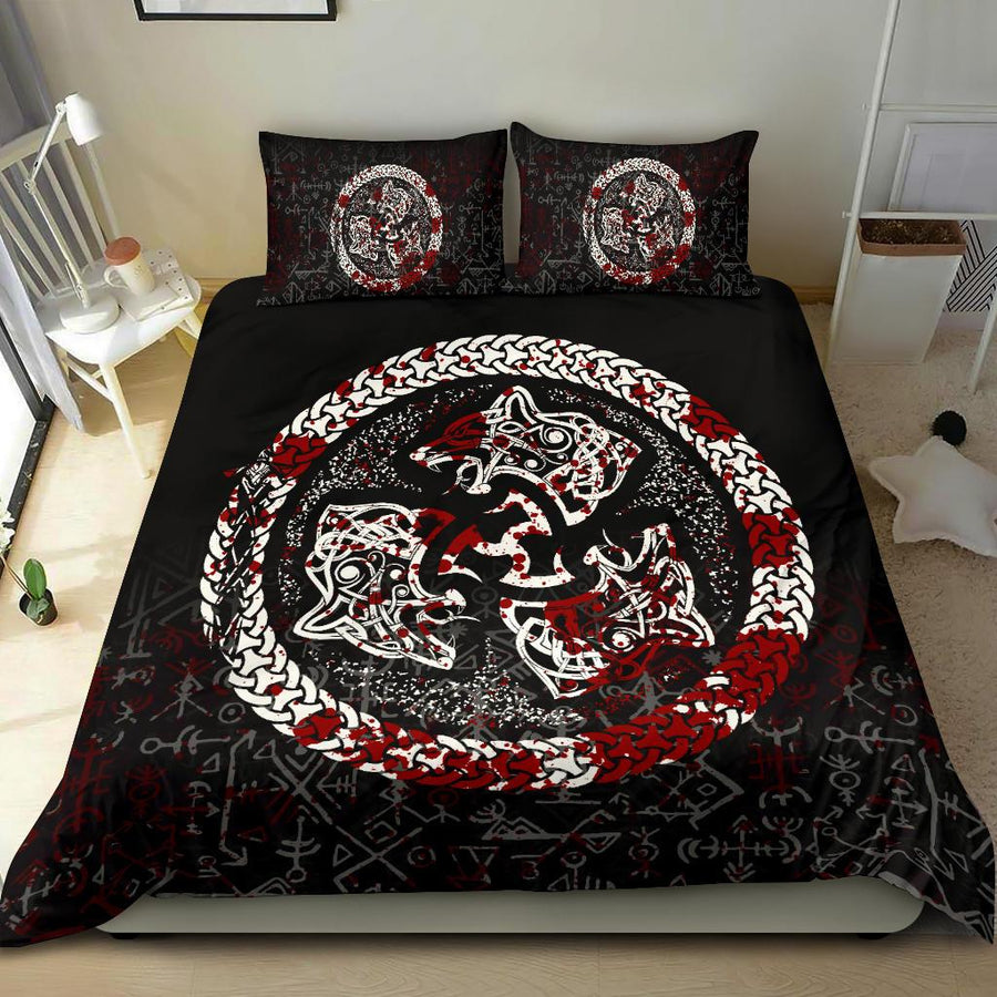 Ligerking Bedding Set - Fierce Blood Wolf Symbol Of A Viking Nordic A27