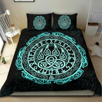 Ligerking Bedding Set - Viking Bear Claws Cyan Tattoo A27