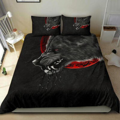 Ligerking Bedding Set Wolf And Blood Moon A31