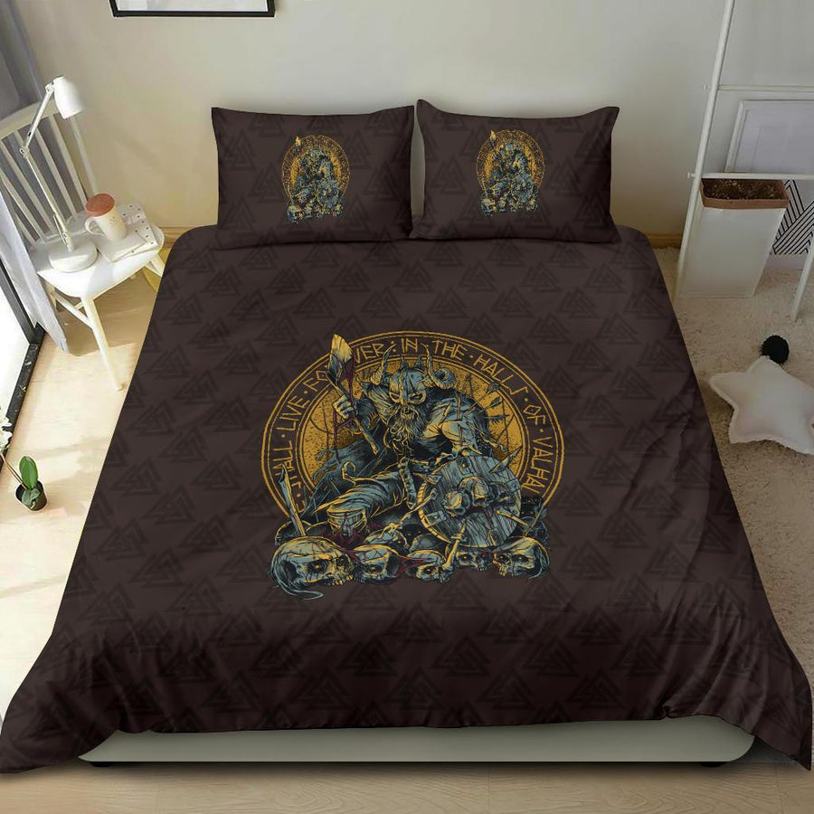 Ligerking Bedding Set Warrior Viking Shield Skull A15