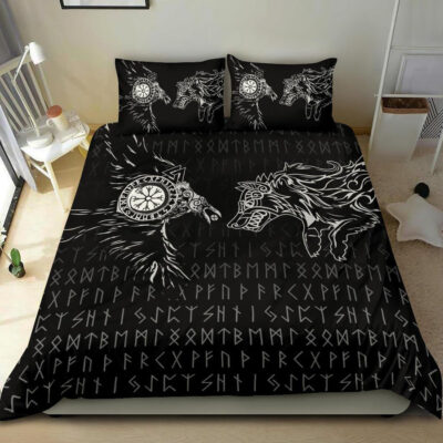 Viking Bedding Set - Raven and Wolf Special Tattoo A7