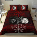 Ligerking - Bedding Set Raven of Odin and Symbol Viking on Blood Background A27