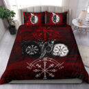 Ligerking - Bedding Set Raven of Odin and Symbol Viking on Blood Background A27