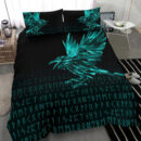 Ligerking Bedding Set - The Raven Of Odin Rune Cyan A27