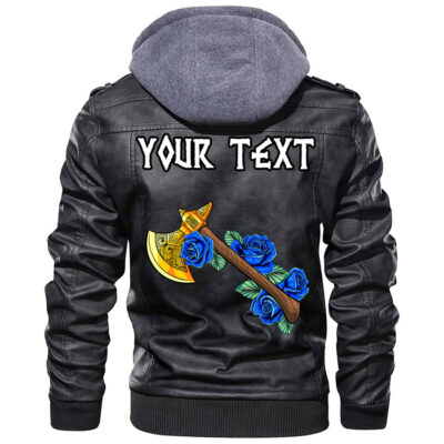 (Custom) Ligerking - Axe In The Celtic Art Thor's Hammer Axe Viking Leather Jacket A35