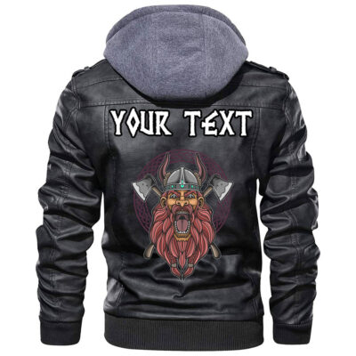 (Custom) Ligerking - Axes With Sword Leather Jacket A35