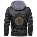 Ligerking - Battle Axes And Shield Leather Jacket A35