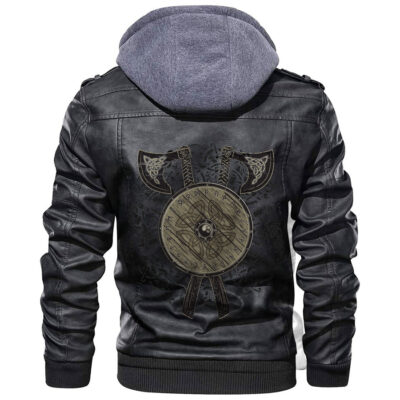 Ligerking - Battle Axes And Shield Leather Jacket A35